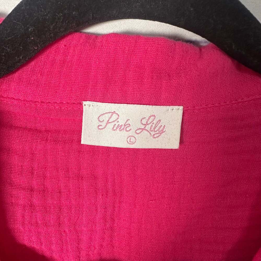 Pink Lily gauze Crinkle Pink Romper - Picture 2 of 3